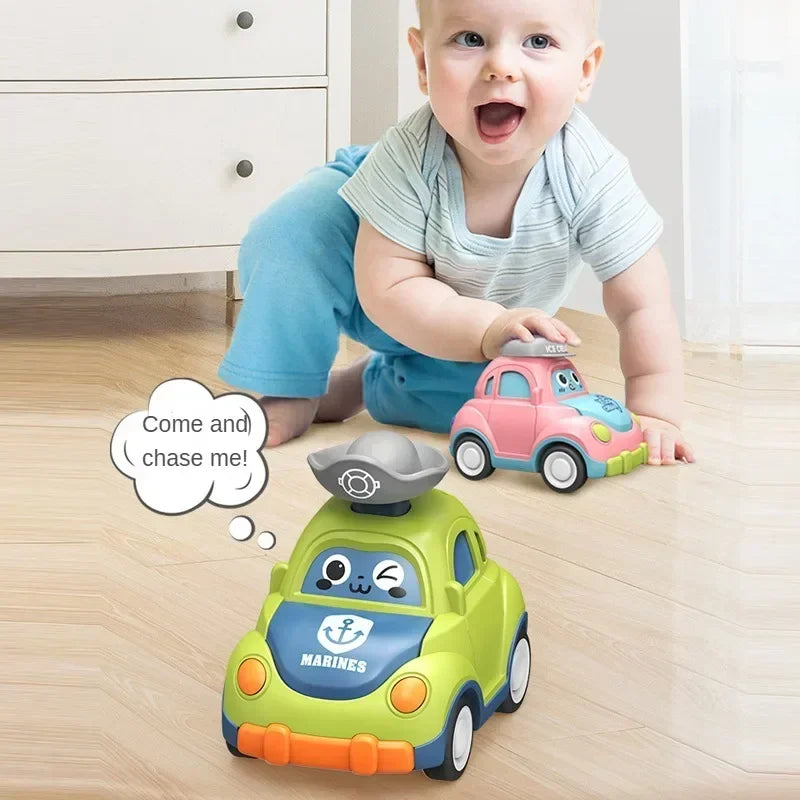 Baby Cartoon Inertia Car Toy with Pull Back Cars, Montessori Early Education, Sensory development, Safe for Ages 1+