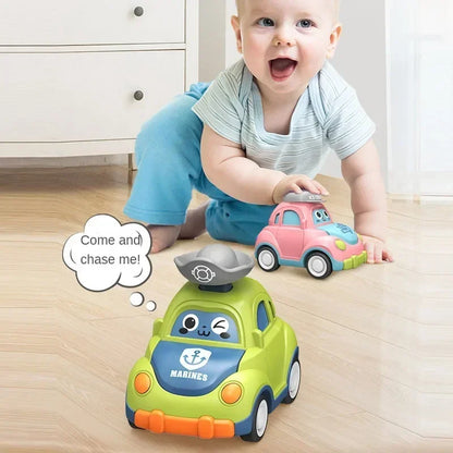 Baby Cartoon Inertia Car Toy with Pull Back Cars, Montessori Early Education, Sensory development, Safe for Ages 1+