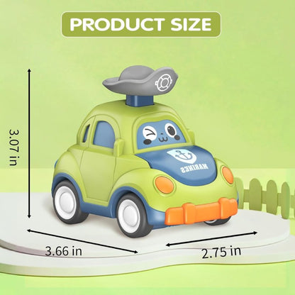 Baby Cartoon Inertia Car Toy with Pull Back Cars, Montessori Early Education, Sensory development, Safe for Ages 1+