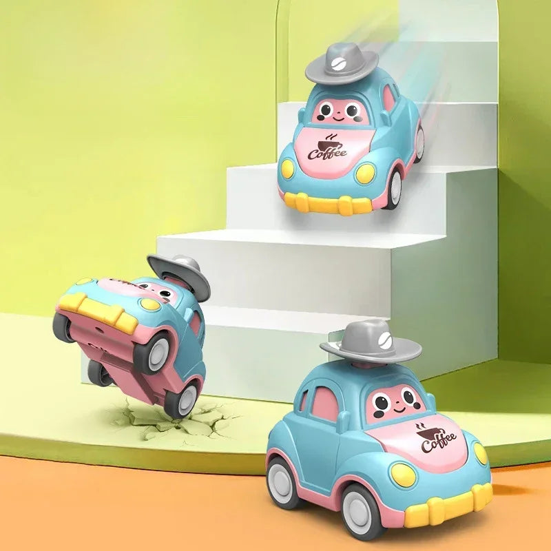 Baby Cartoon Inertia Car Toy with Pull Back Cars, Montessori Early Education, Sensory development, Safe for Ages 1+