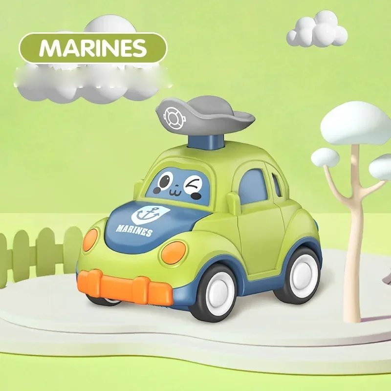 Baby Cartoon Inertia Car Toy with Pull Back Cars, Montessori Early Education, Sensory development, Safe for Ages 1+