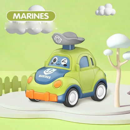 Baby Cartoon Inertia Car Toy with Pull Back Cars, Montessori Early Education, Sensory development, Safe for Ages 1+