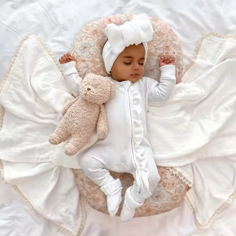Baby Clothes New Born Baby Clothing Solid Color Flying Sleeve Ruffled Zipper Romper