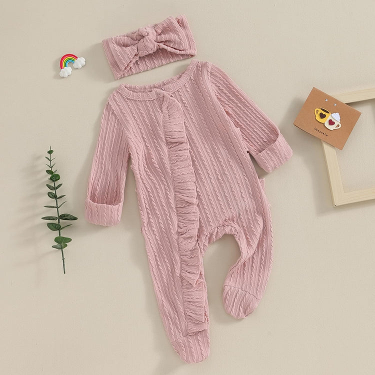 Baby Clothes New Born Baby Clothing Solid Color Flying Sleeve Ruffled Zipper Romper