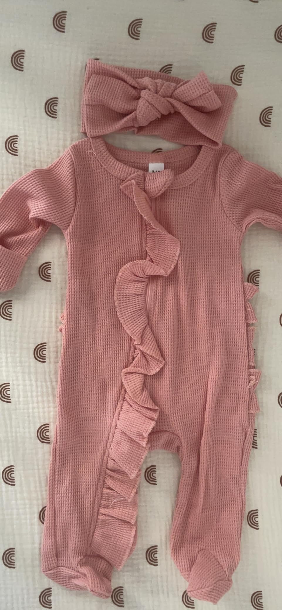 Baby Clothes New Born Baby Clothing Solid Color Flying Sleeve Ruffled Zipper Romper