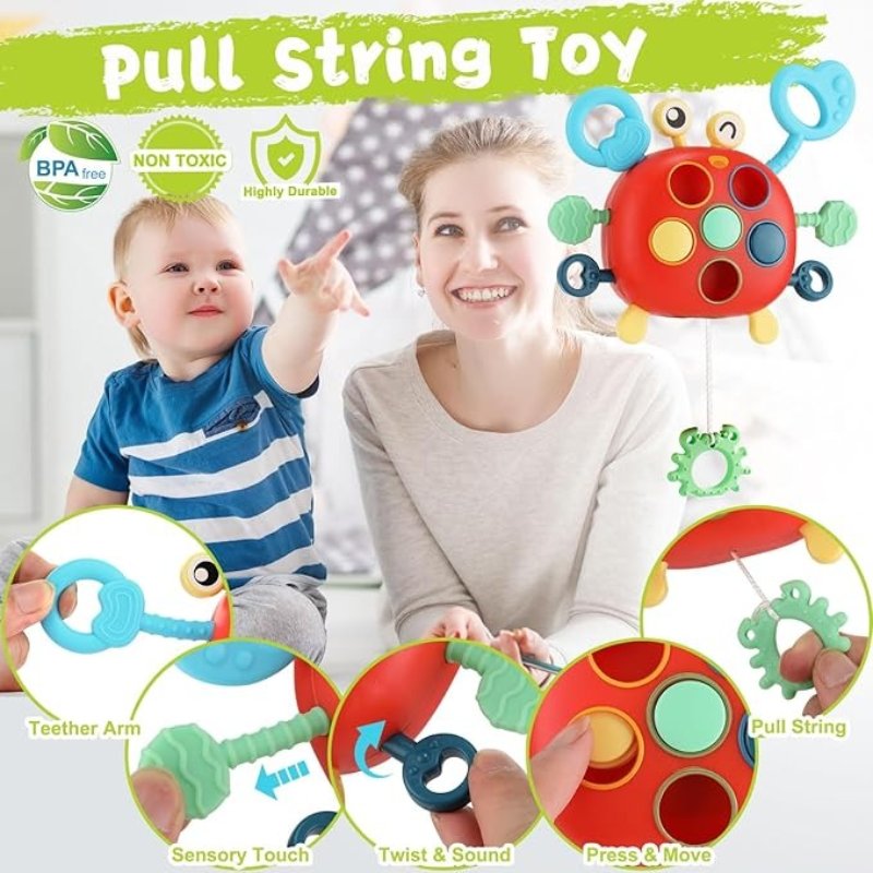 Baby Crab Toy with Teether, Fun Music & Sounds, Early Educational, Safe for Ages 6 month+