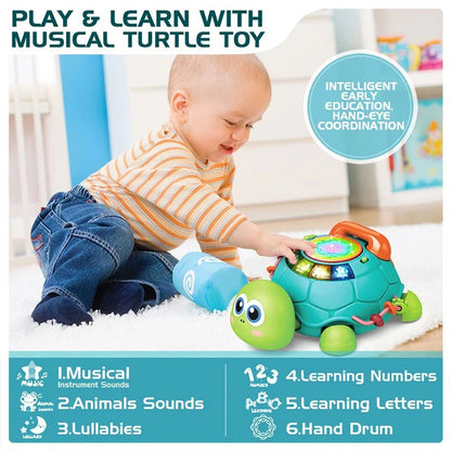 Baby Musical Turtle Toy with Light & Sound, Safe for Ages 6 Months +