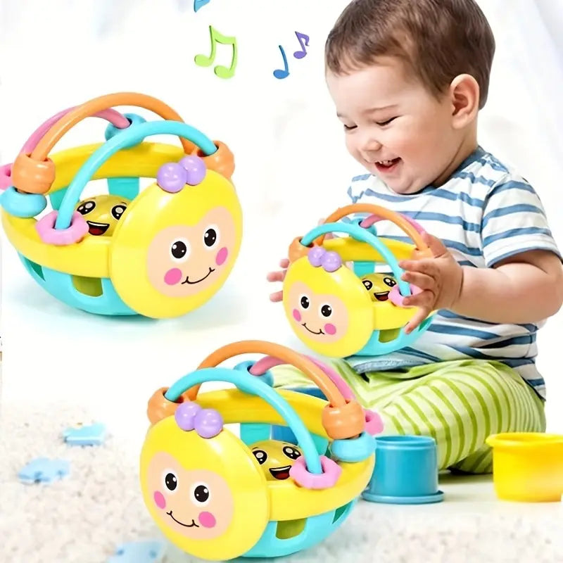 Baby Sensory Rattle Ball with Built-in Bell, Easy to Grip, Unisex Design, Safe for Age 1+