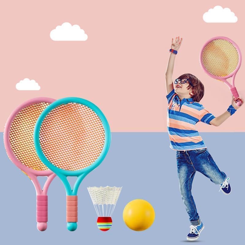 Badminton and Tennis Playing Set for Kids With High Quality Plastic, Safe for 3+