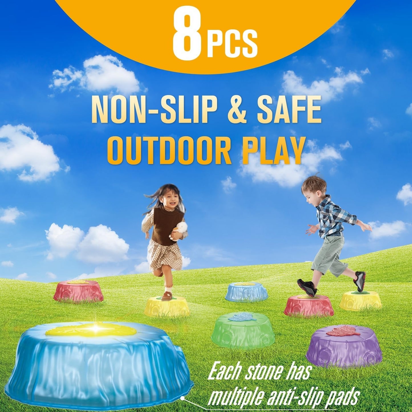 Balance Training Toy with LED Stepping Stones, Non-Slip, Durable, Indoor Outdoor Use, Safe for Ages 3+