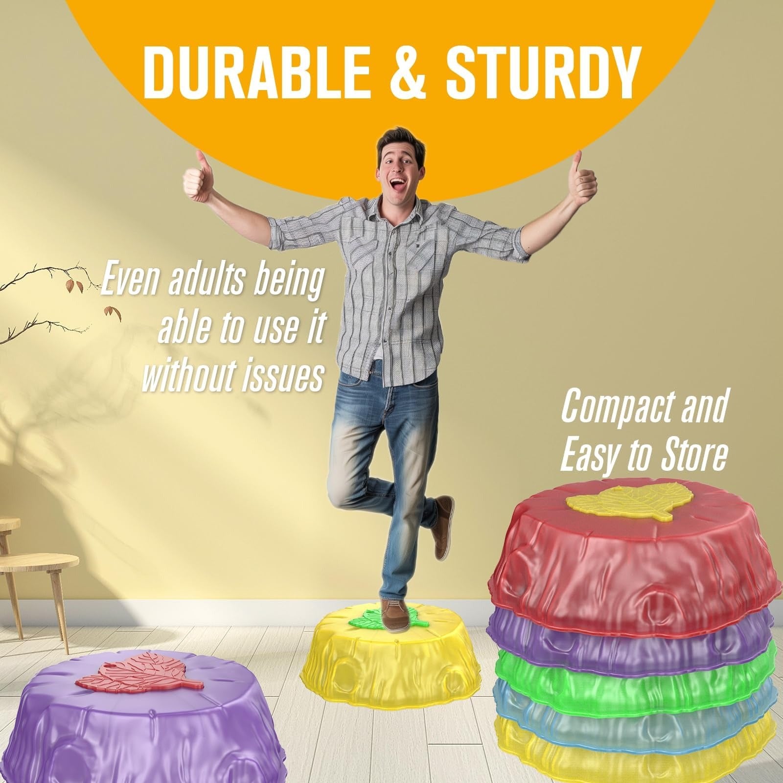 Balance Training Toy with LED Stepping Stones, Non-Slip, Durable, Indoor Outdoor Use, Safe for Ages 3+