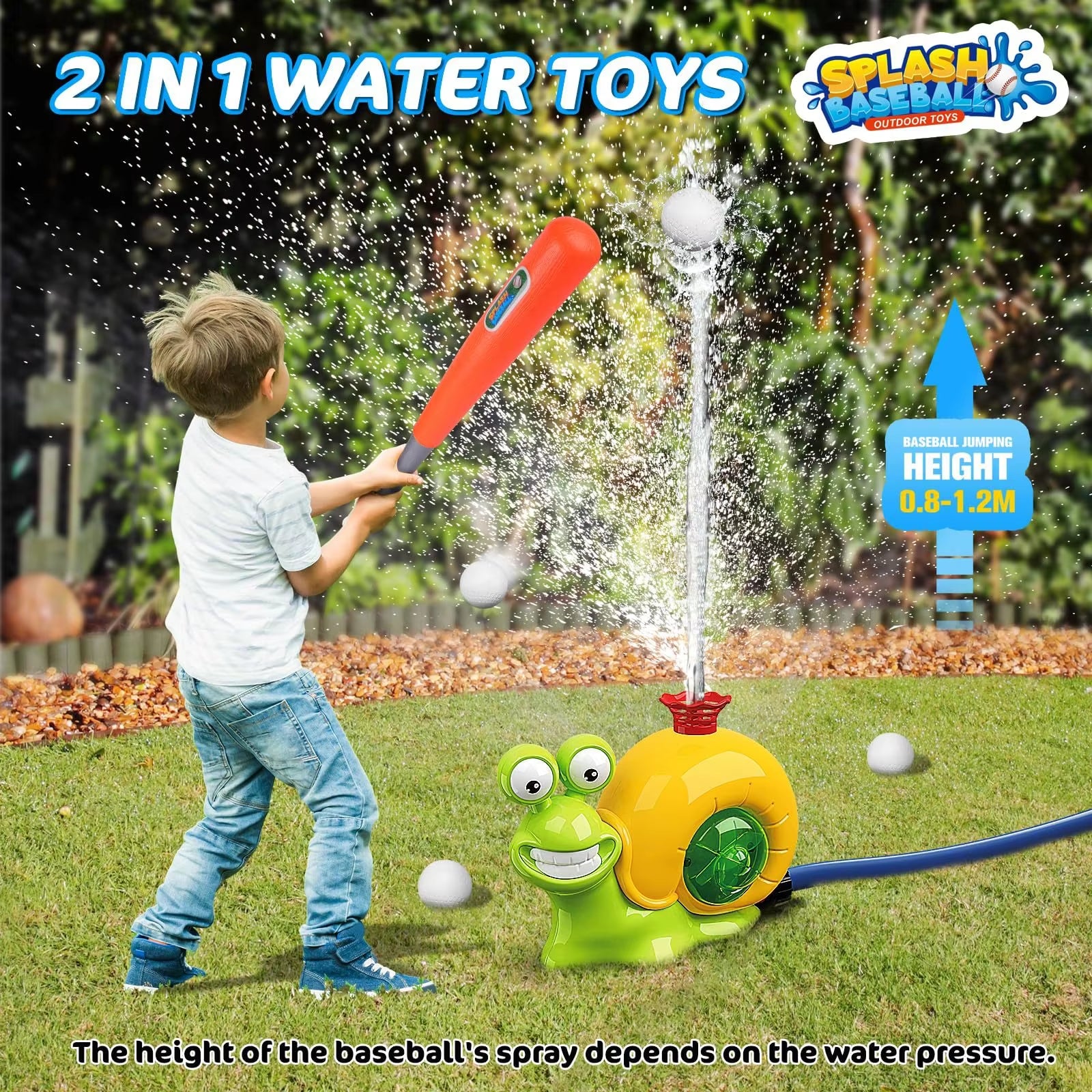 Baseball Sprinkler Toy with Snail Design, Rotating Water Mechanism, Promotes Physical Activity, Safe for Ages 3+