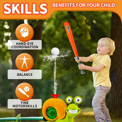 Baseball Sprinkler Toy with Snail Design, Rotating Water Mechanism, Promotes Physical Activity, Safe for Ages 3+