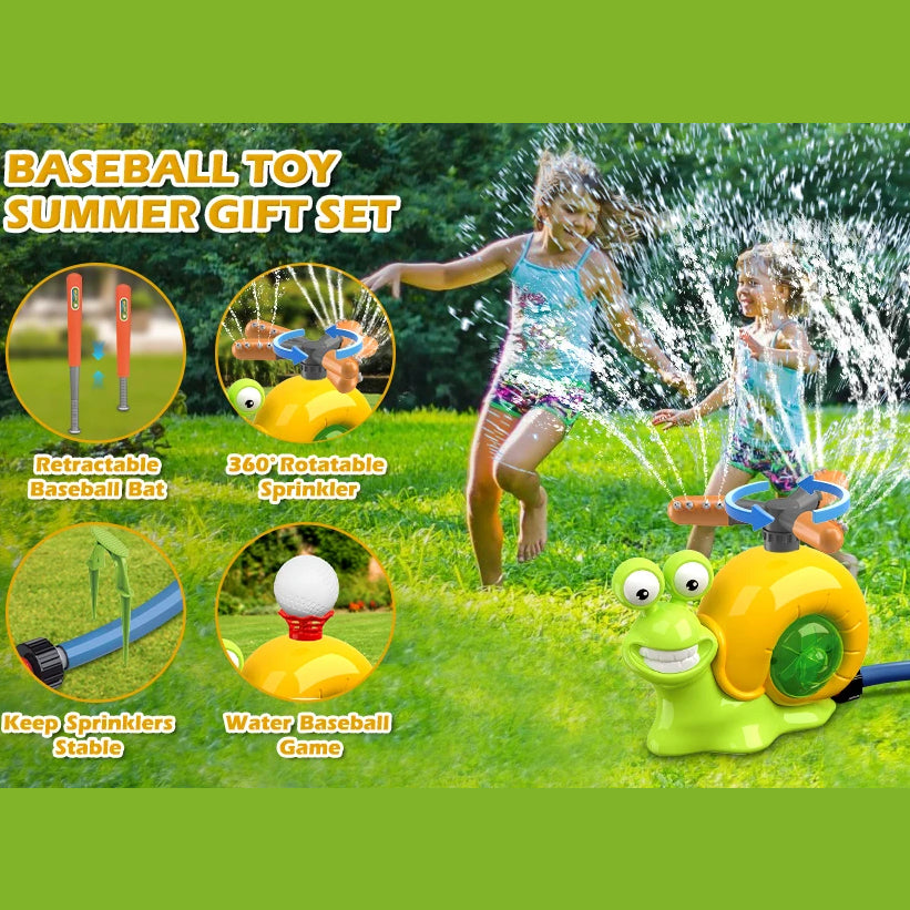 Baseball Sprinkler Toy with Snail Design, Rotating Water Mechanism, Promotes Physical Activity, Safe for Ages 3+