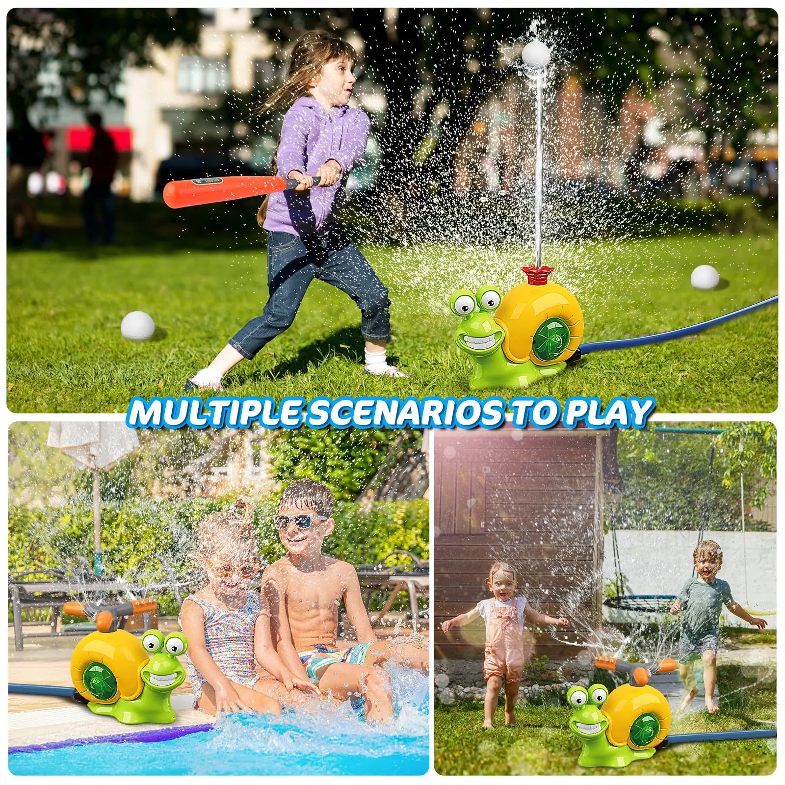 Baseball Sprinkler Toy with Snail Design, Rotating Water Mechanism, Promotes Physical Activity, Safe for Ages 3+