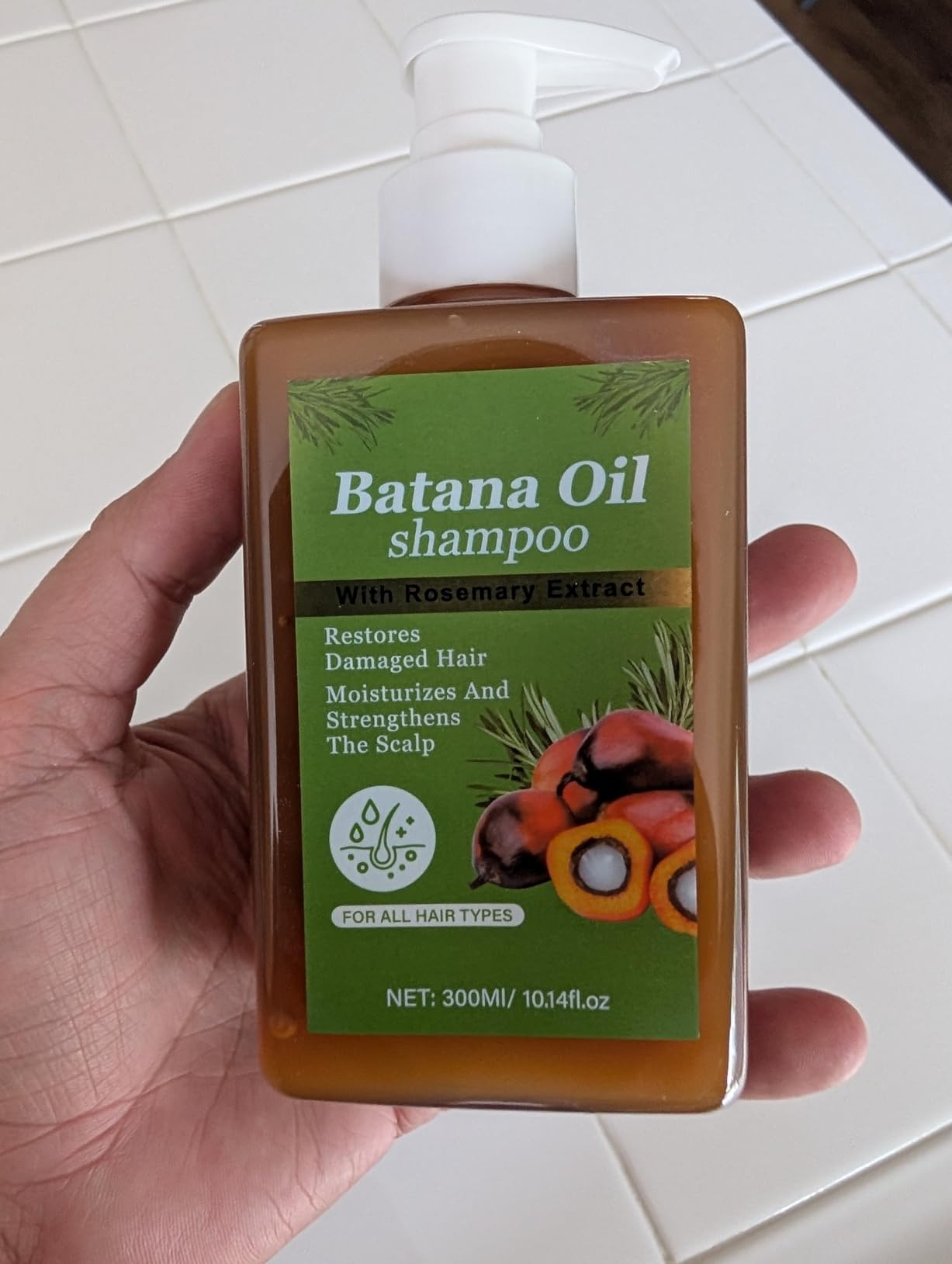 Batana Oil Shampoo with Rosemary Extract, Restores Damaged Hair, Promotes Healthy Hair Growth