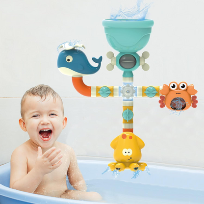 Bath Kids Toys, Waterfall Fill, Spin & Flow Octopus Crab Faucet Shower, Safe for Ages 2+