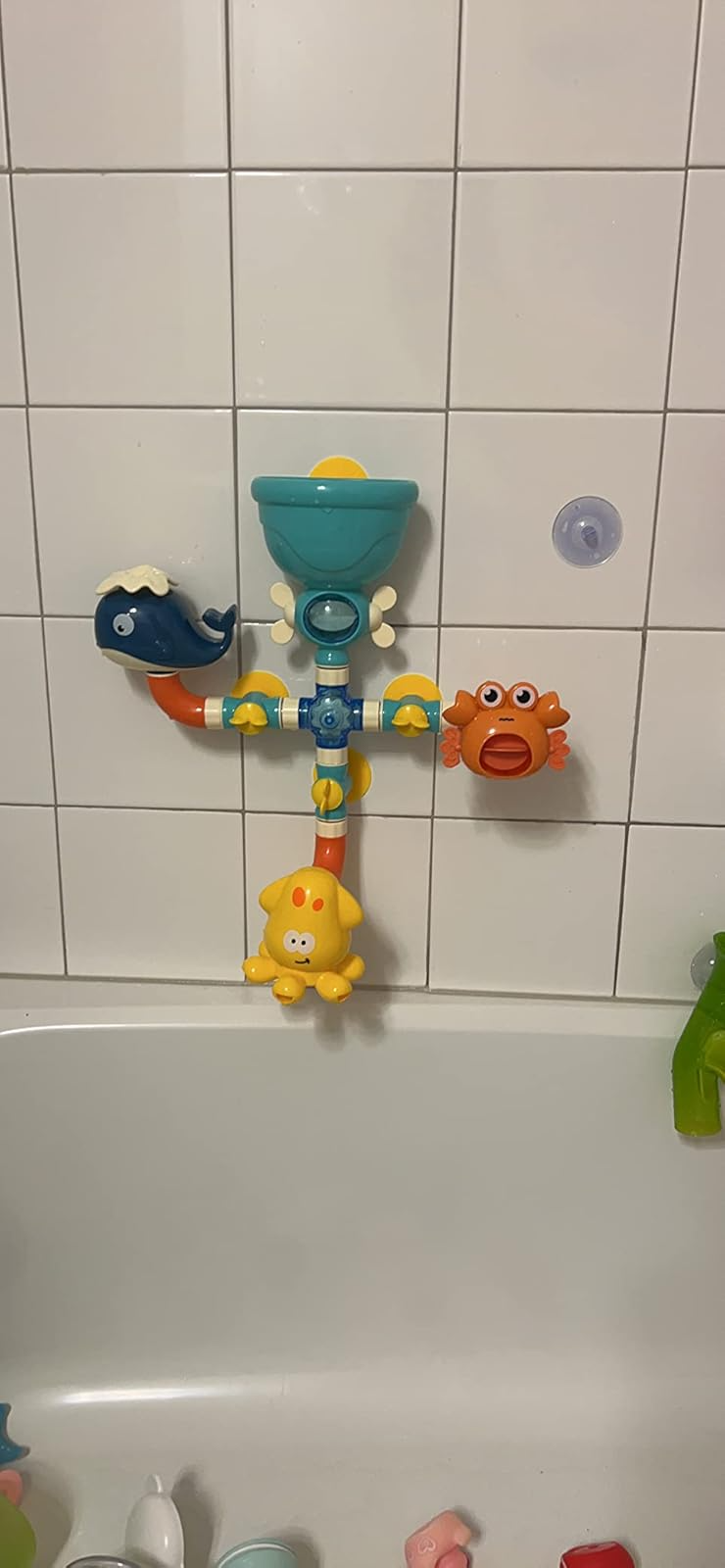 Bath Kids Toys, Waterfall Fill, Spin & Flow Octopus Crab Faucet Shower, Safe for Ages 2+