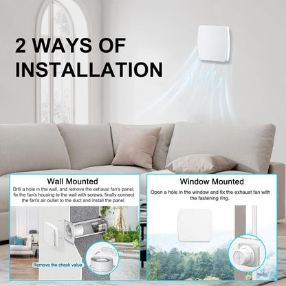 Bathroom Extractor Fan - Silent Air Vent with Remote Control, Effective Odor Removal and Dehumidification