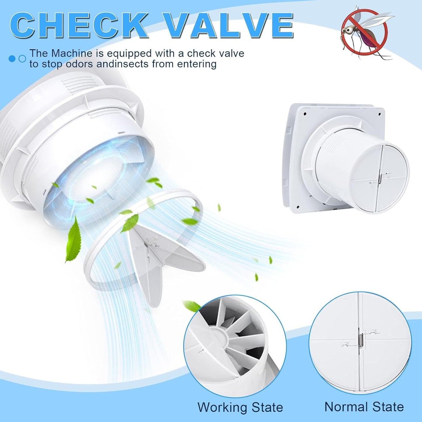 Bathroom Extractor Fan - Silent Air Vent with Remote Control, Effective Odor Removal and Dehumidification