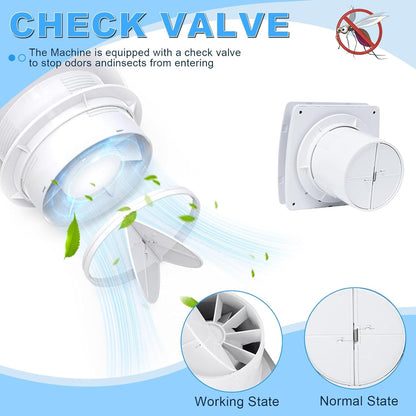 Bathroom Extractor Fan - Silent Air Vent with Remote Control, Effective Odor Removal and Dehumidification