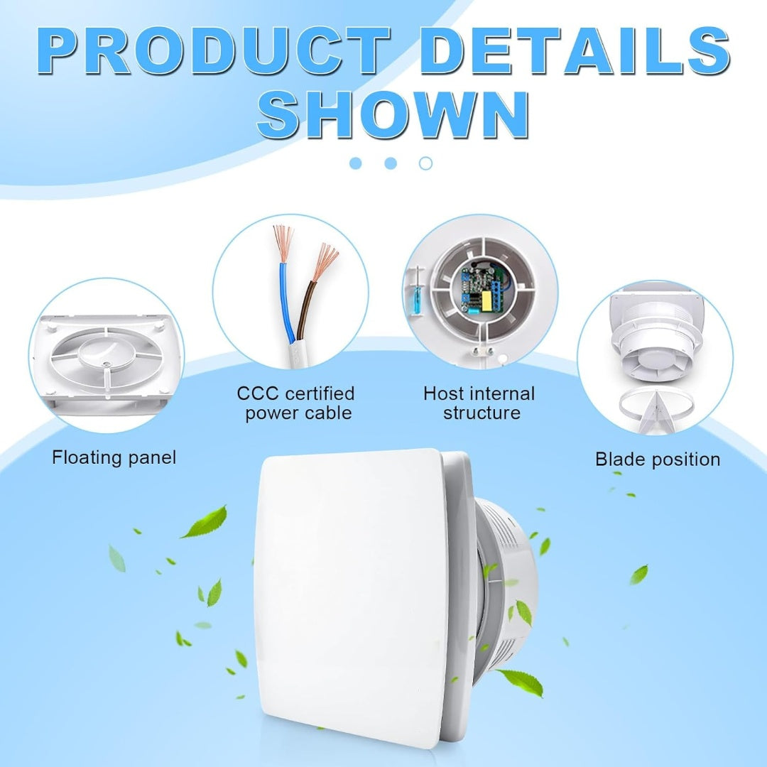 Bathroom Extractor Fan - Silent Air Vent with Remote Control, Effective Odor Removal and Dehumidification