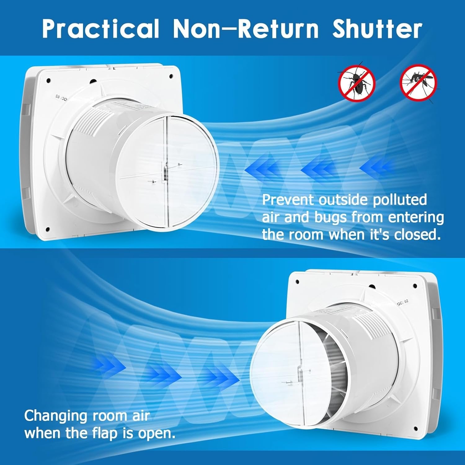 Bathroom Extractor Fan - Silent Air Vent with Remote Control, Effective Odor Removal and Dehumidification
