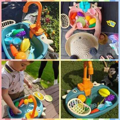 Battery Kitchen Sink Toy with Realistic Water Circulation, ABS plastic, Safe for Ages 3+