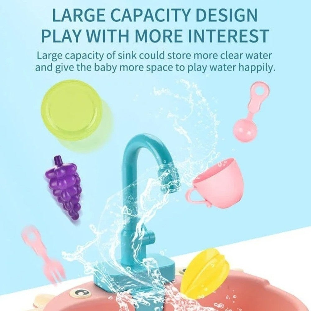 Battery Kitchen Sink Toy with Realistic Water Circulation, ABS plastic, Safe for Ages 3+