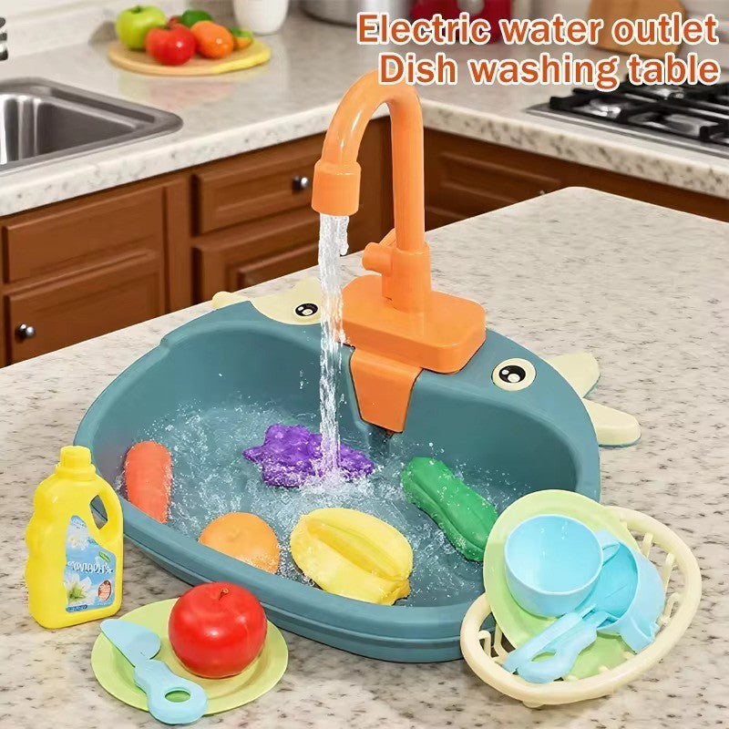 Battery Kitchen Sink Toy with Realistic Water Circulation, ABS plastic, Safe for Ages 3+