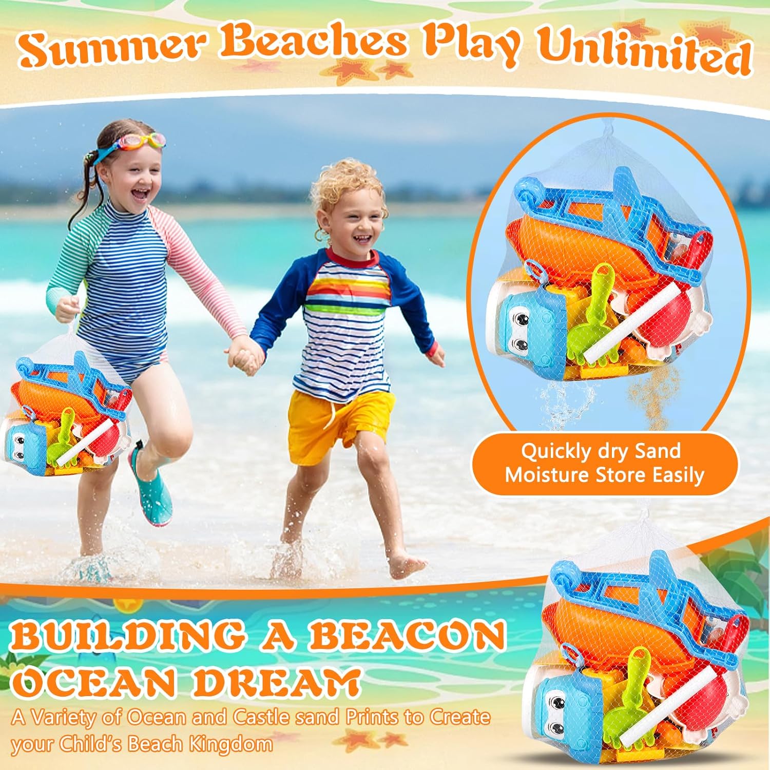 Beach Toys Great with Outdoor Play Sand Tools Bath Toys Kids Wheelbarrow Garden Toy Gift for Summer