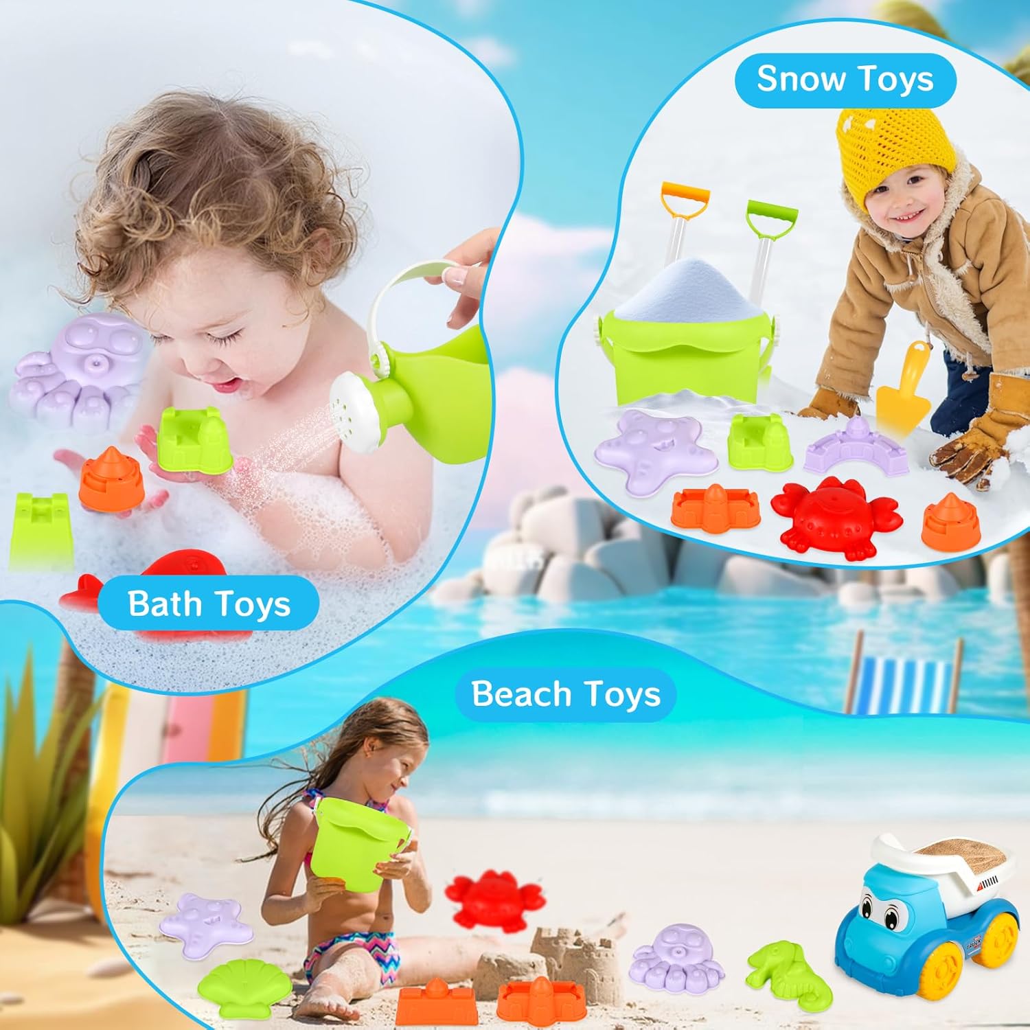 Beach Toys Great with Outdoor Play Sand Tools Bath Toys Kids Wheelbarrow Garden Toy Gift for Summer