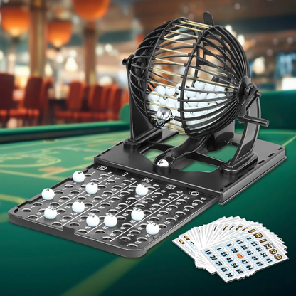 Bingo Lottery Machine Game Set, Classic Cage with Balls & Tray, Safe for Ages 3+
