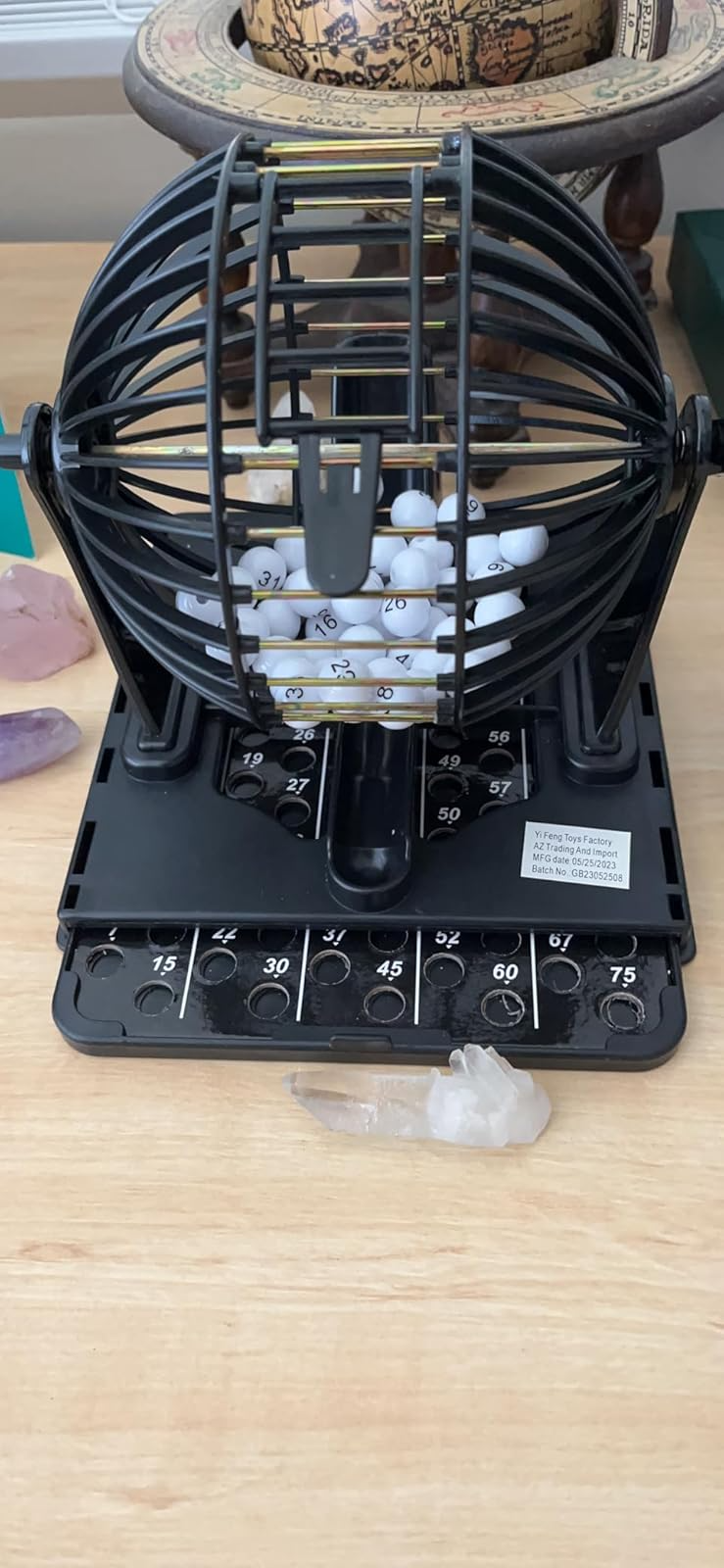 Bingo Lottery Machine Game Set, Classic Cage with Balls & Tray, Safe for Ages 3+