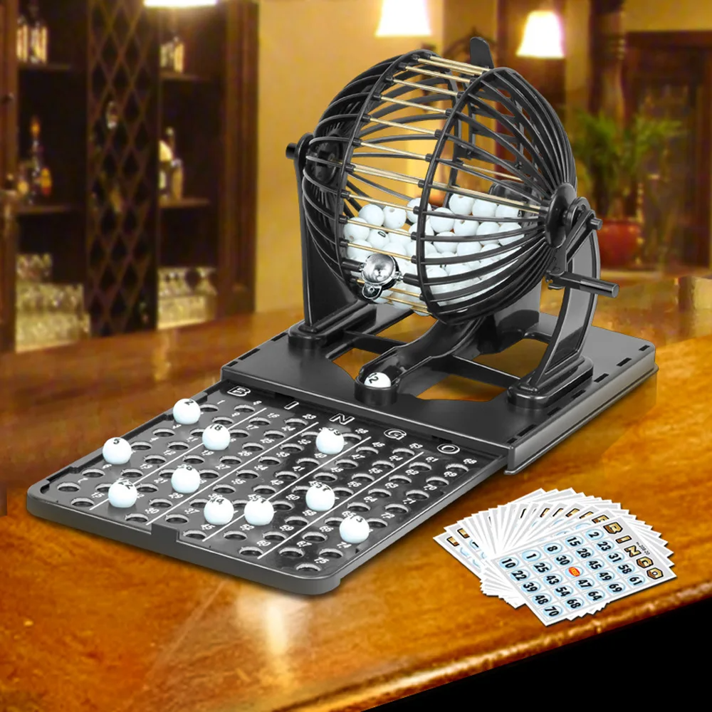 Bingo Lottery Machine Game Set, Classic Cage with Balls & Tray, Safe for Ages 3+