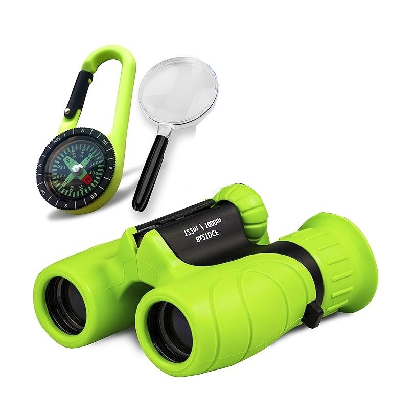 Binoculars for Kids Lightweight Outdoor Adventure with Magnifying Glass & Compass, Educational Toy Gift for Ages 4+