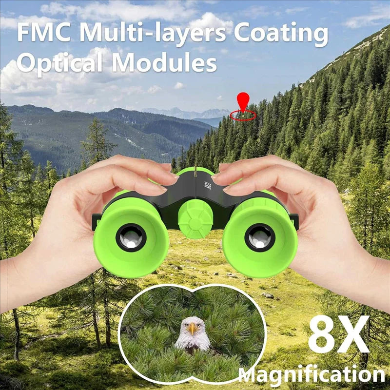 Binoculars for Kids Lightweight Outdoor Adventure with Magnifying Glass & Compass, Educational Toy Gift for Ages 4+