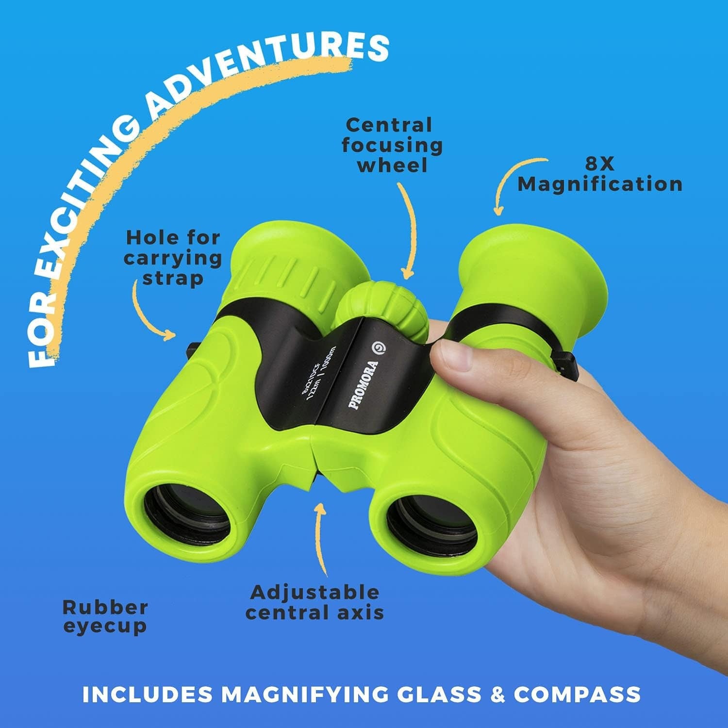 Binoculars for Kids Lightweight Outdoor Adventure with Magnifying Glass & Compass, Educational Toy Gift for Ages 4+