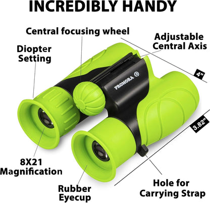 Binoculars for Kids Lightweight Outdoor Adventure with Magnifying Glass & Compass, Educational Toy Gift for Ages 4+