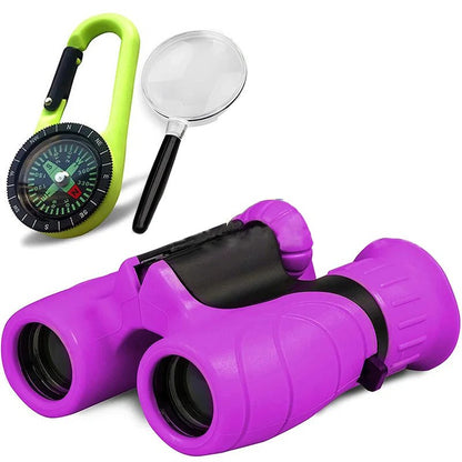 Binoculars for Kids Lightweight Outdoor Adventure with Magnifying Glass & Compass, Educational Toy Gift for Ages 4+
