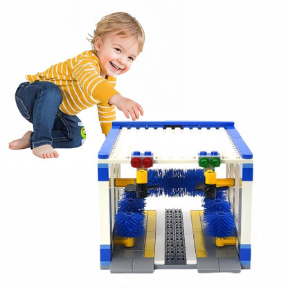 Building Block Car Wash Shop Toy with 250 High-Quality ABS Building Blocks, Safe for Kids Ages 3+