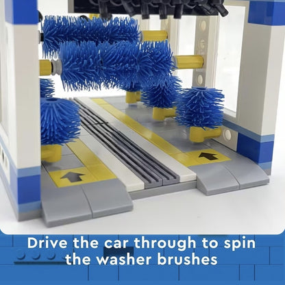 Building Block Car Wash Shop Toy with 250 High-Quality ABS Building Blocks, Safe for Kids Ages 3+