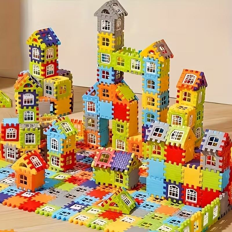 Building Block House with Plastic Block Assembly, Educational Construction Play, Without Batteries, Safe for Ages 3+
