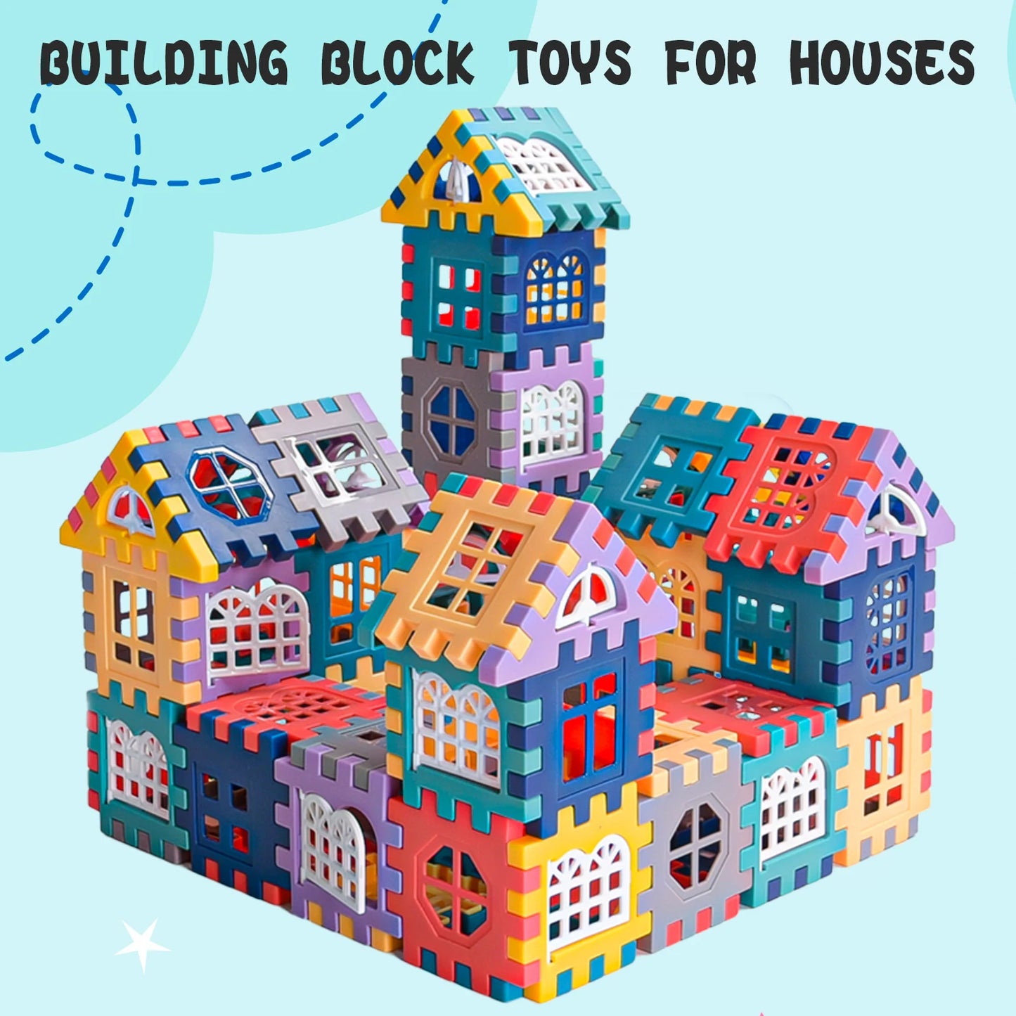 Building Block House with Plastic Block Assembly, Educational Construction Play, Without Batteries, Safe for Ages 3+