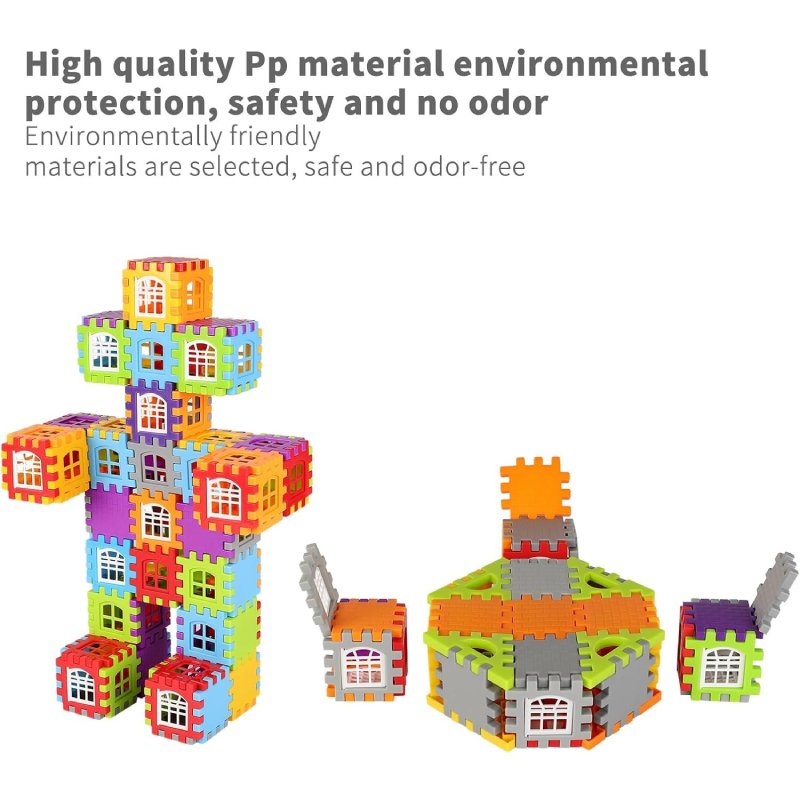 Building Block House with Plastic Block Assembly, Educational Construction Play, Without Batteries, Safe for Ages 3+