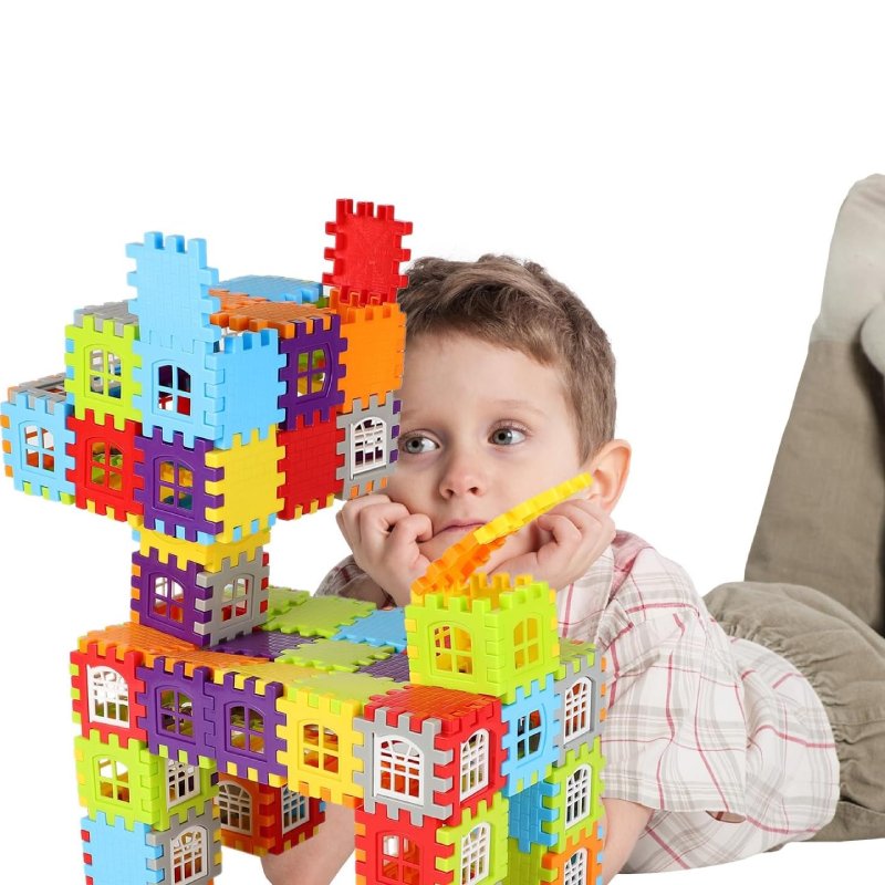 Building Block House with Plastic Block Assembly, Educational Construction Play, Without Batteries, Safe for Ages 3+