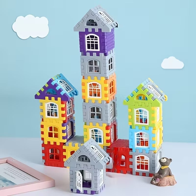Building Block House with Plastic Block Assembly, Educational Construction Play, Without Batteries, Safe for Ages 3+