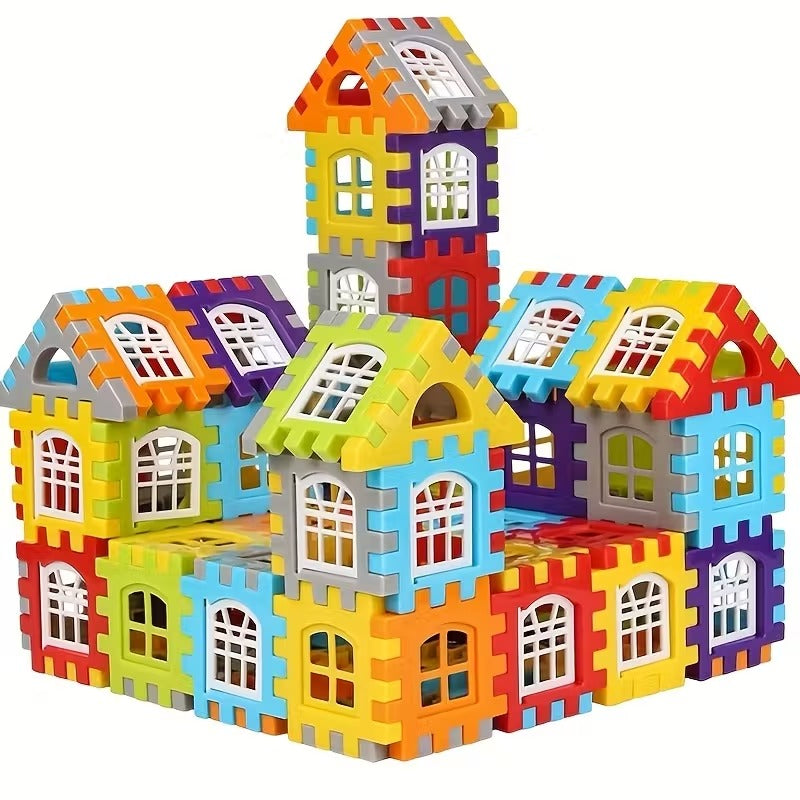 Building Block House with Plastic Block Assembly, Educational Construction Play, Without Batteries, Safe for Ages 3+