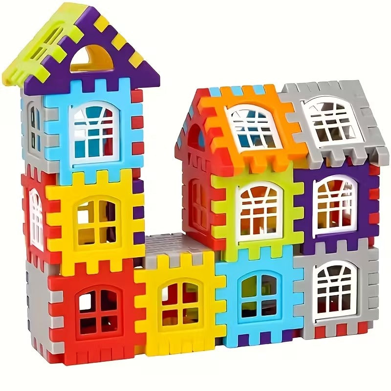 Building Block House with Plastic Block Assembly, Educational Construction Play, Without Batteries, Safe for Ages 3+