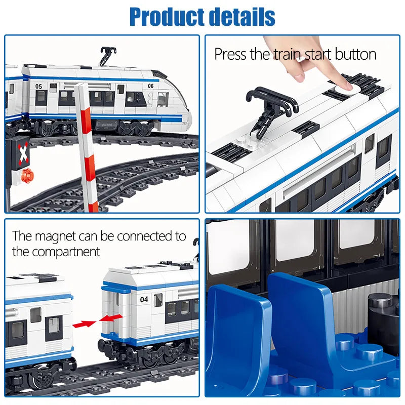 Building Block Train Track with Modular Magnetic Car Connections, Educational STEM Toy for Creativity and Motor Skills, Safe for Ages 5+